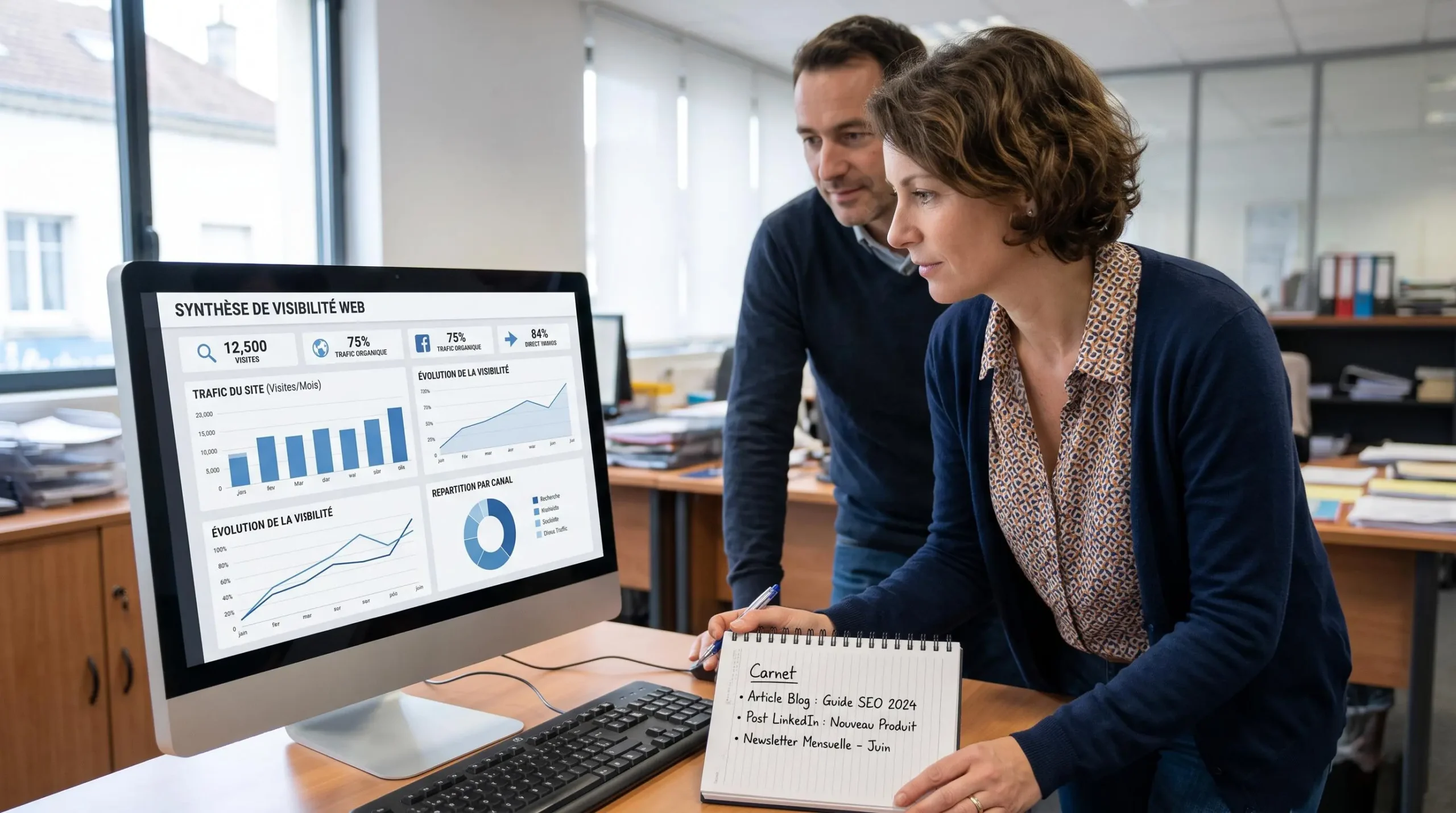 Dirigeant de PME analysant la visibilité Google de son site malgré une publication régulière